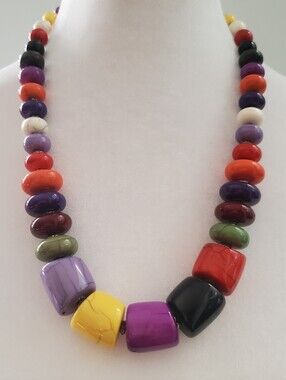 Colorful Mixed Graduated Bead Statement Necklace - Women's Costume Jewellery